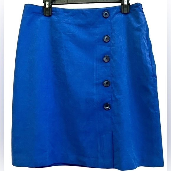 ANN TAYLOR Royal Blue Skirt Rayon Lined Midi Pencil Buttons Soft Women’s 10 - Picture 13 of 13
